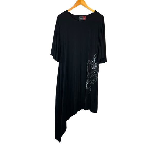 KILLSTAR Maple Asymmetrical Dress Snake Print in Black Viscose Women’s 4XL - Picture 3 of 12